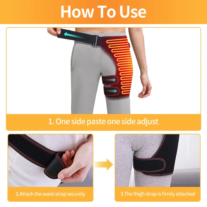 USB Heated Hip Support Brace with 3 Heat Levels