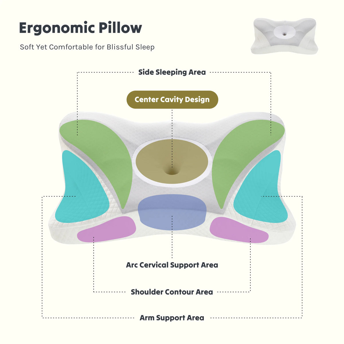 Queen Size Memory Foam Neck Pillow with Washable Cover