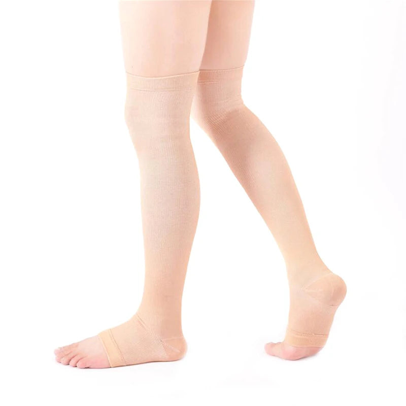 Open-Toe Knee-High Compression Stockings, 2-Piece Set