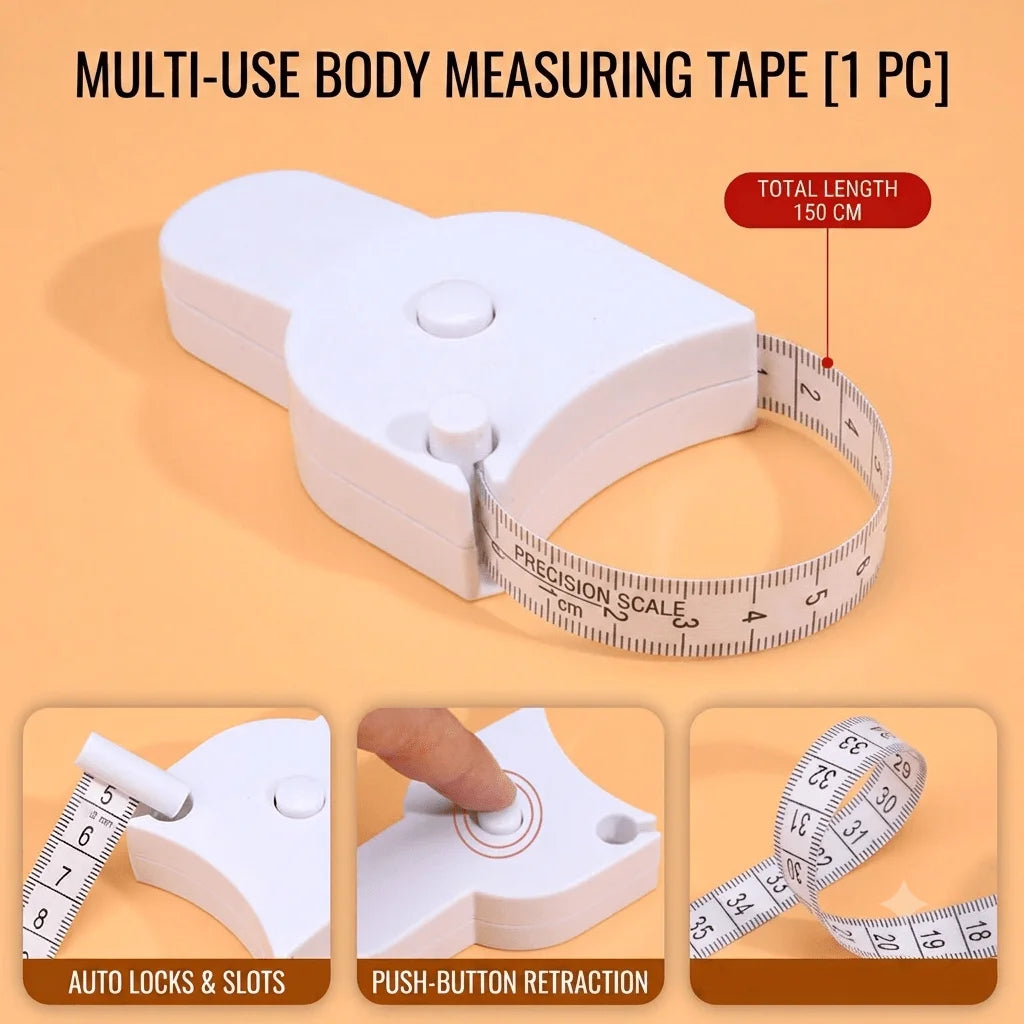 Retractable Body Measuring Tape for Waist, Chest and Arms
