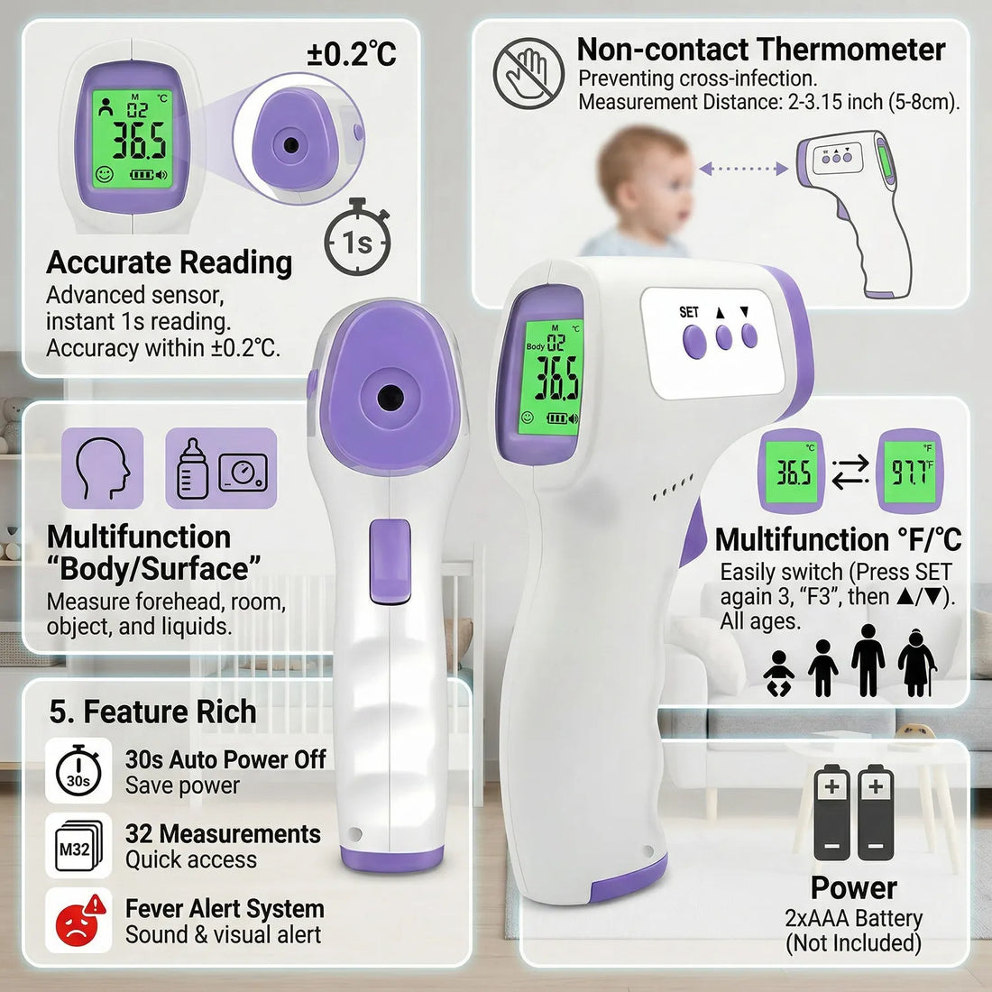 Children’s Non-Contact Infrared Forehead Thermometer