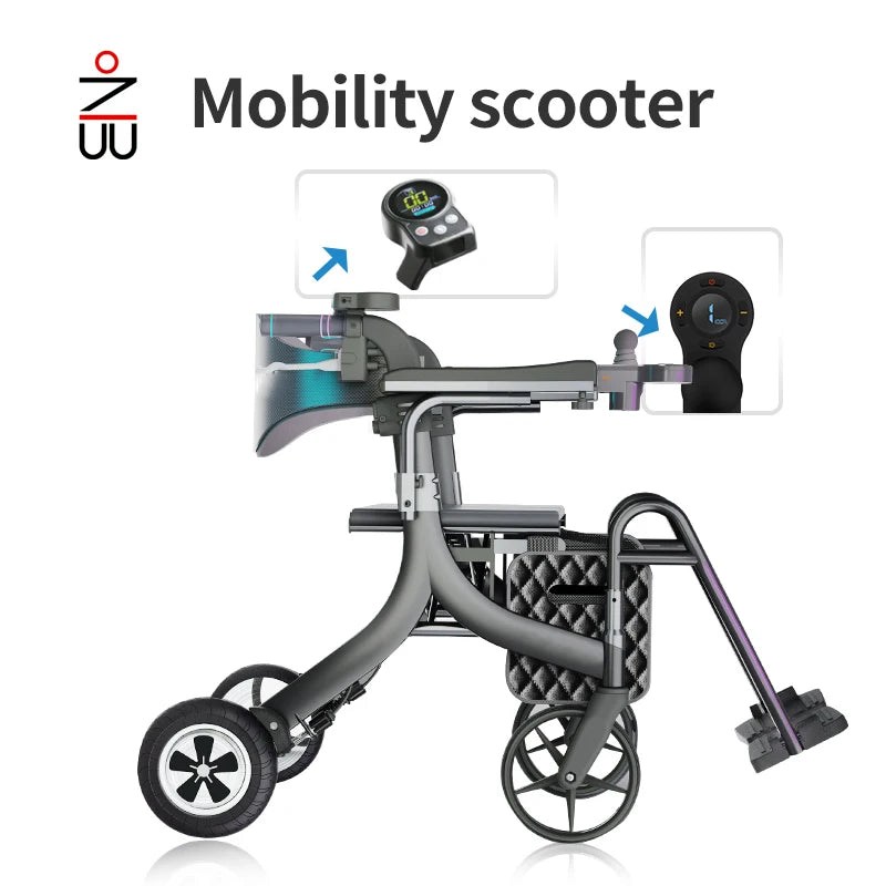 Electric Foldable Rollator Walker with Seat