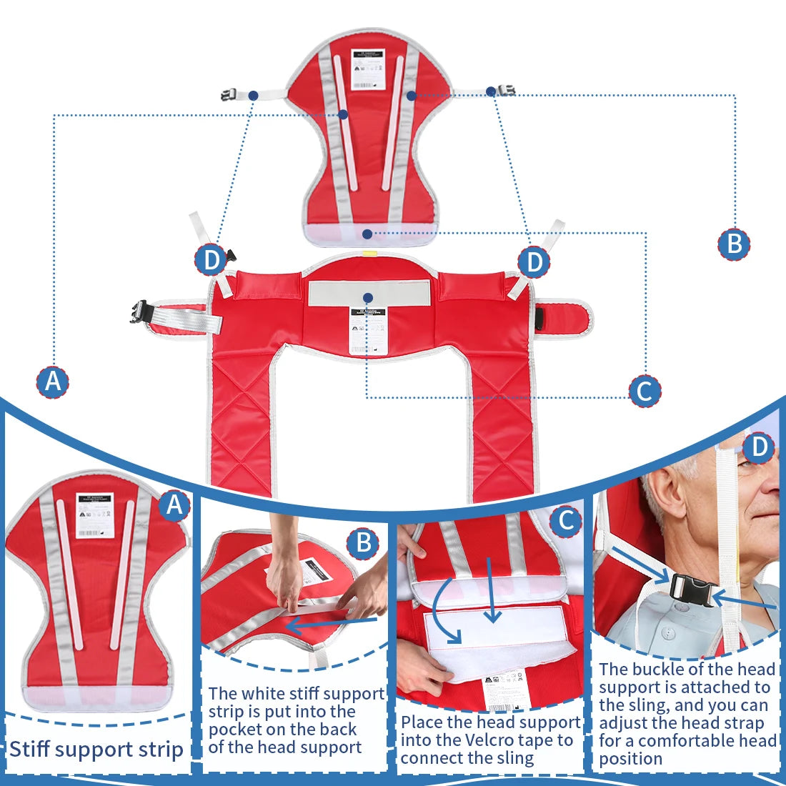 Patient Lift Hygiene Sling with Head Support