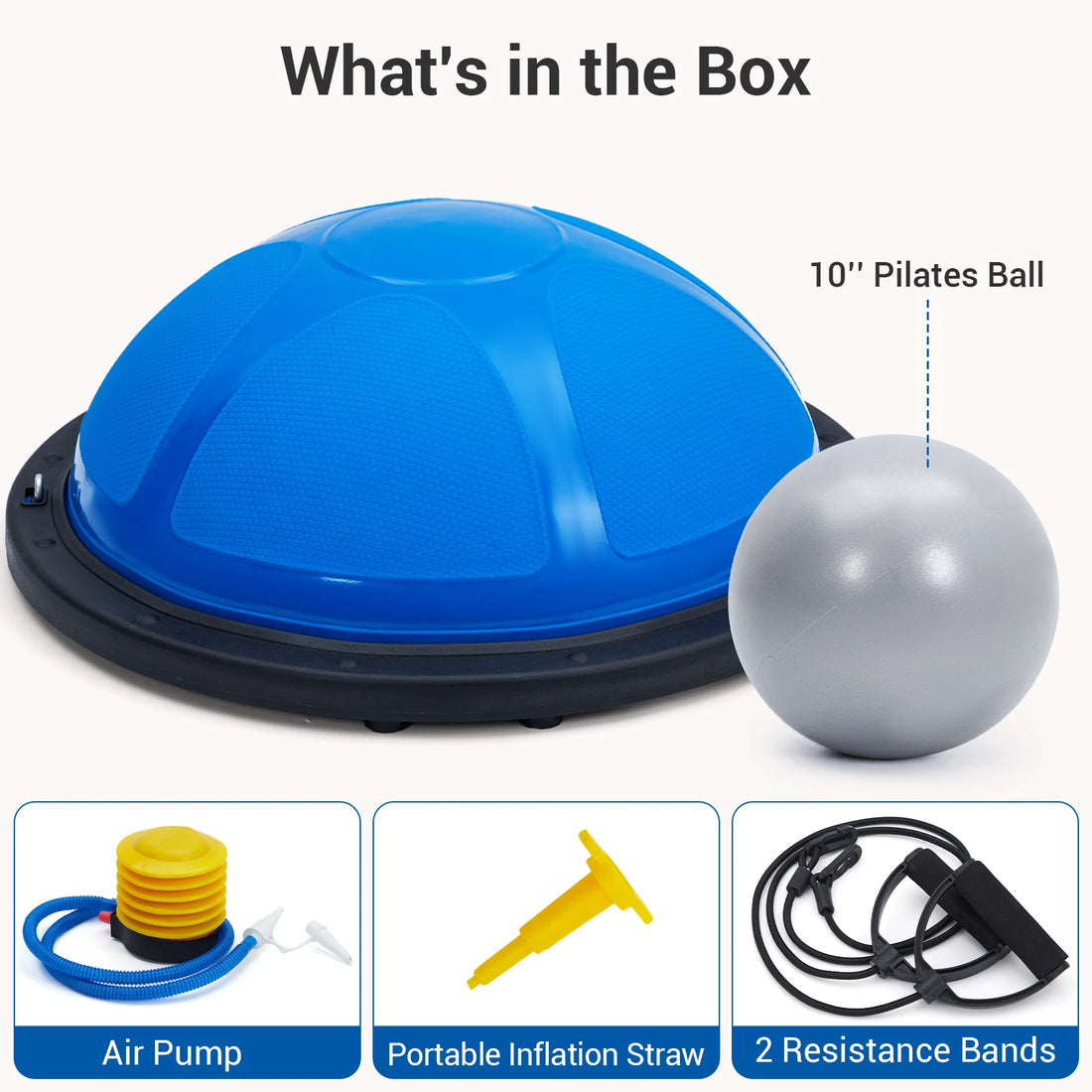 Half Exercise Ball Trainer with Bands and Pump