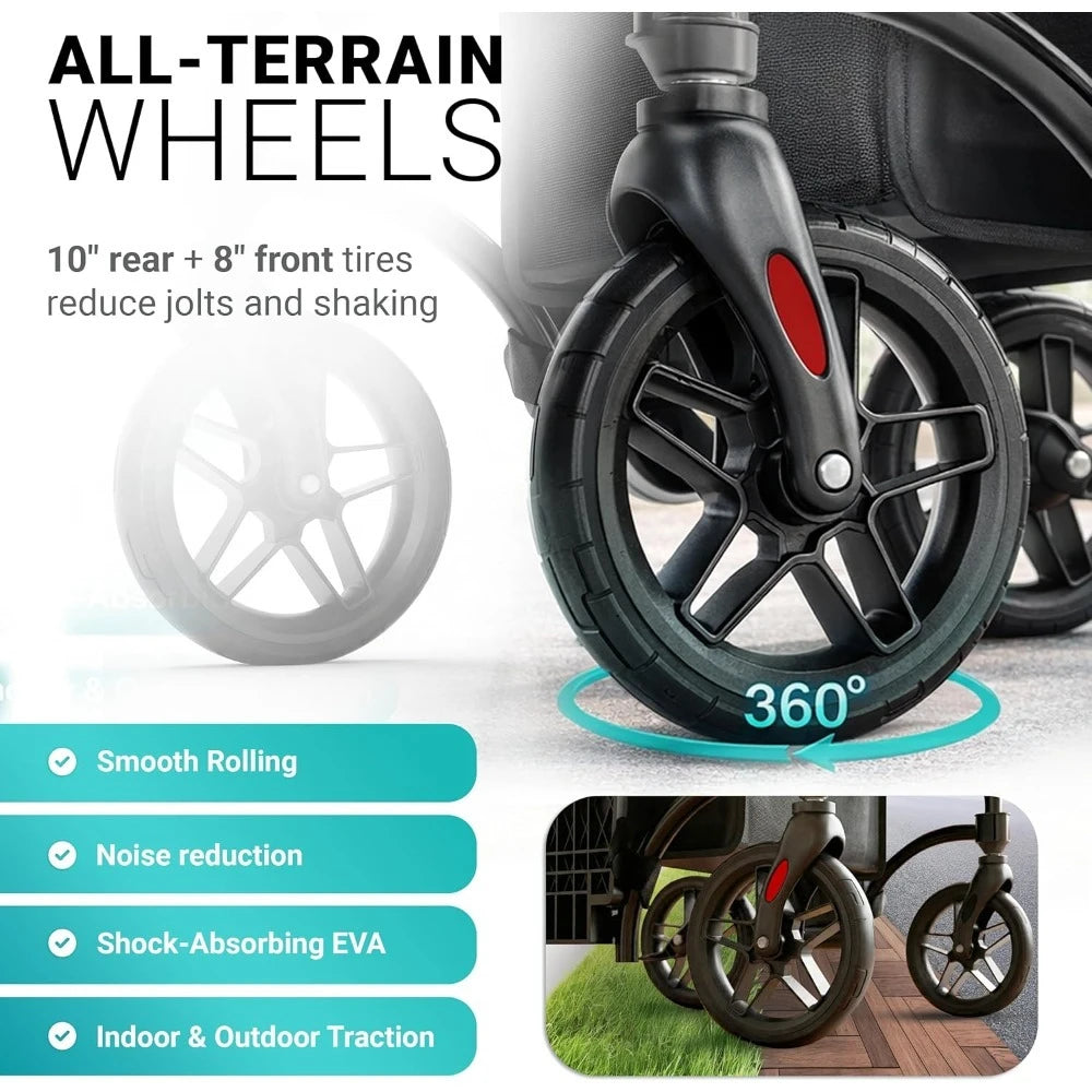2-in-1 Rollator Walker and Transport Wheelchair Combo