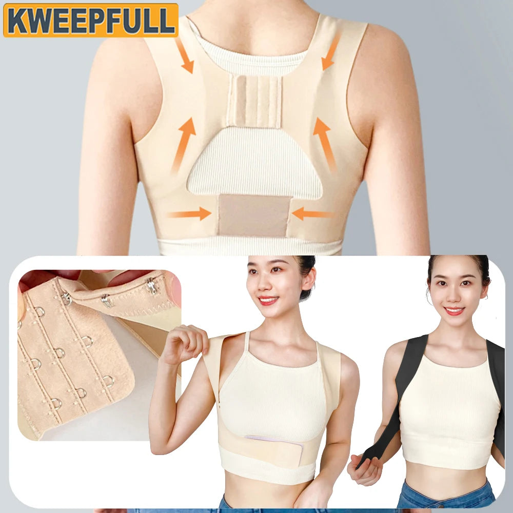Adjustable Posture Corrector Back Brace for Women, Nylon and Spandex