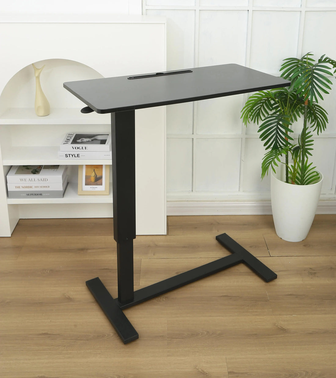 Height-Adjustable Overbed Table with Wheels