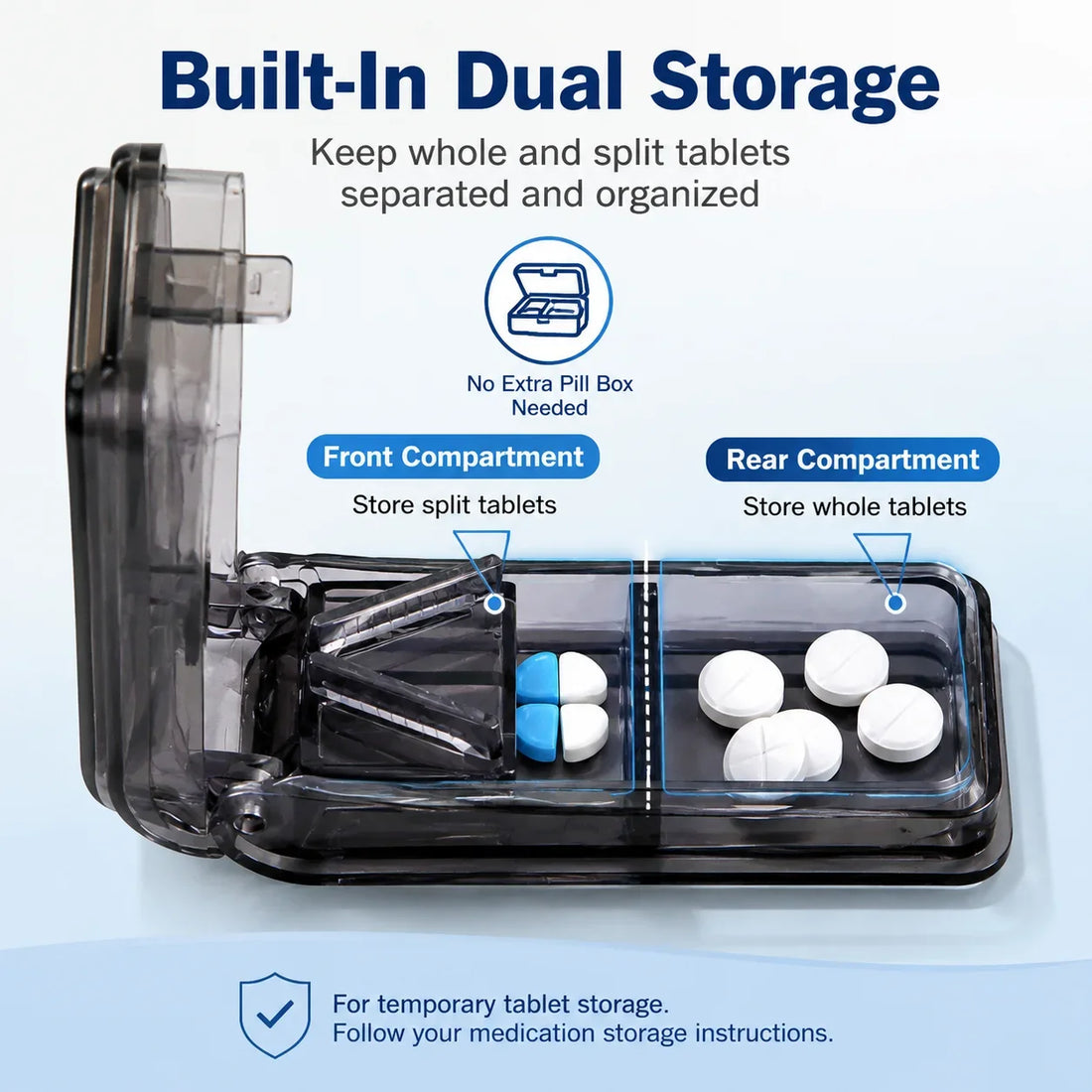 Portable Pill Cutter with Dual Storage Compartments