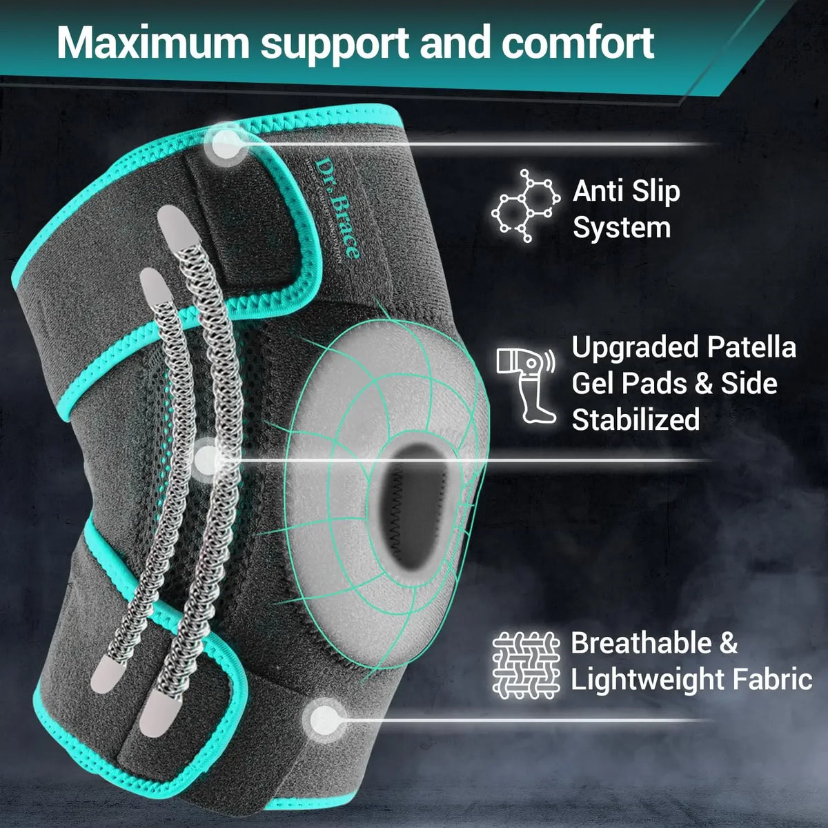 Knee Brace with Side Stabilizers and Gel Pads
