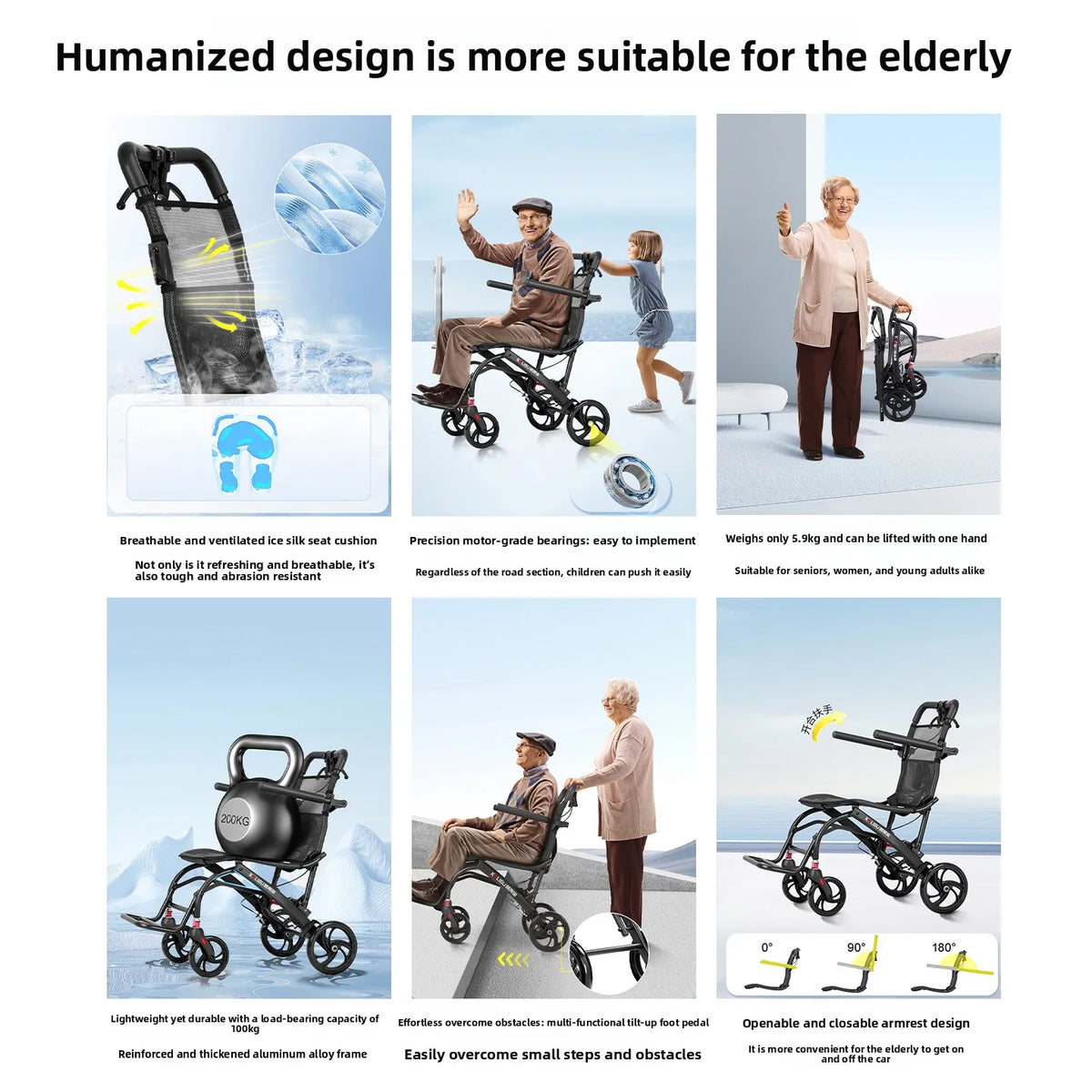Foldable Portable Manual Wheelchair
