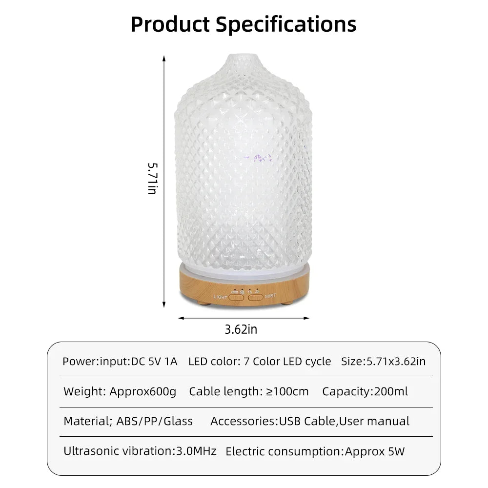 Essential Oil Diffuser with Timer and 7-Color Light