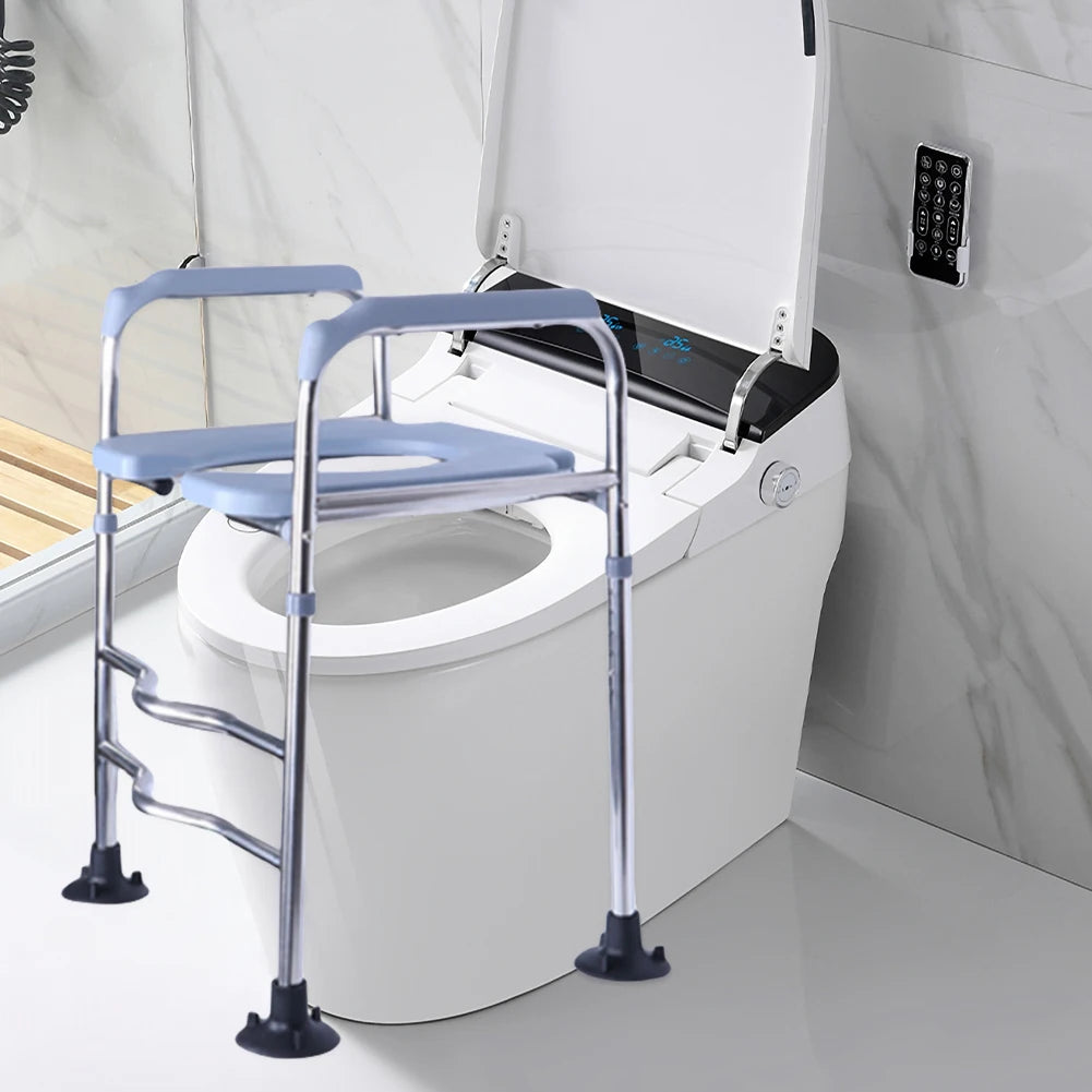 Adjustable Raised Toilet Seat with Armrests