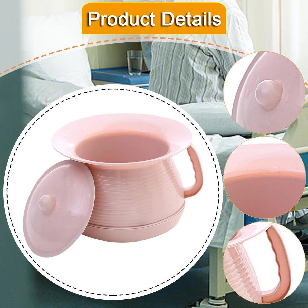 Portable Bedside Urinal with Lid and Handle
