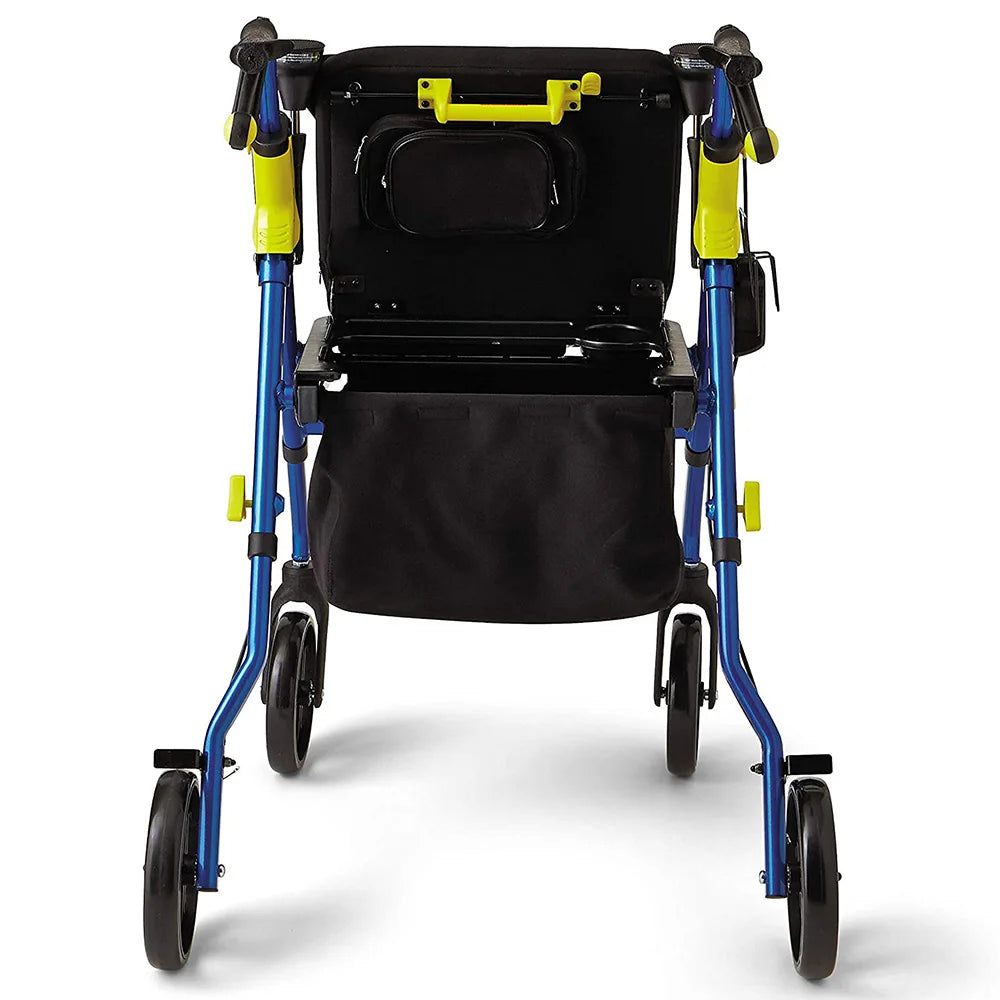 Four-Wheel Rollator Walker with Seat and Backrest