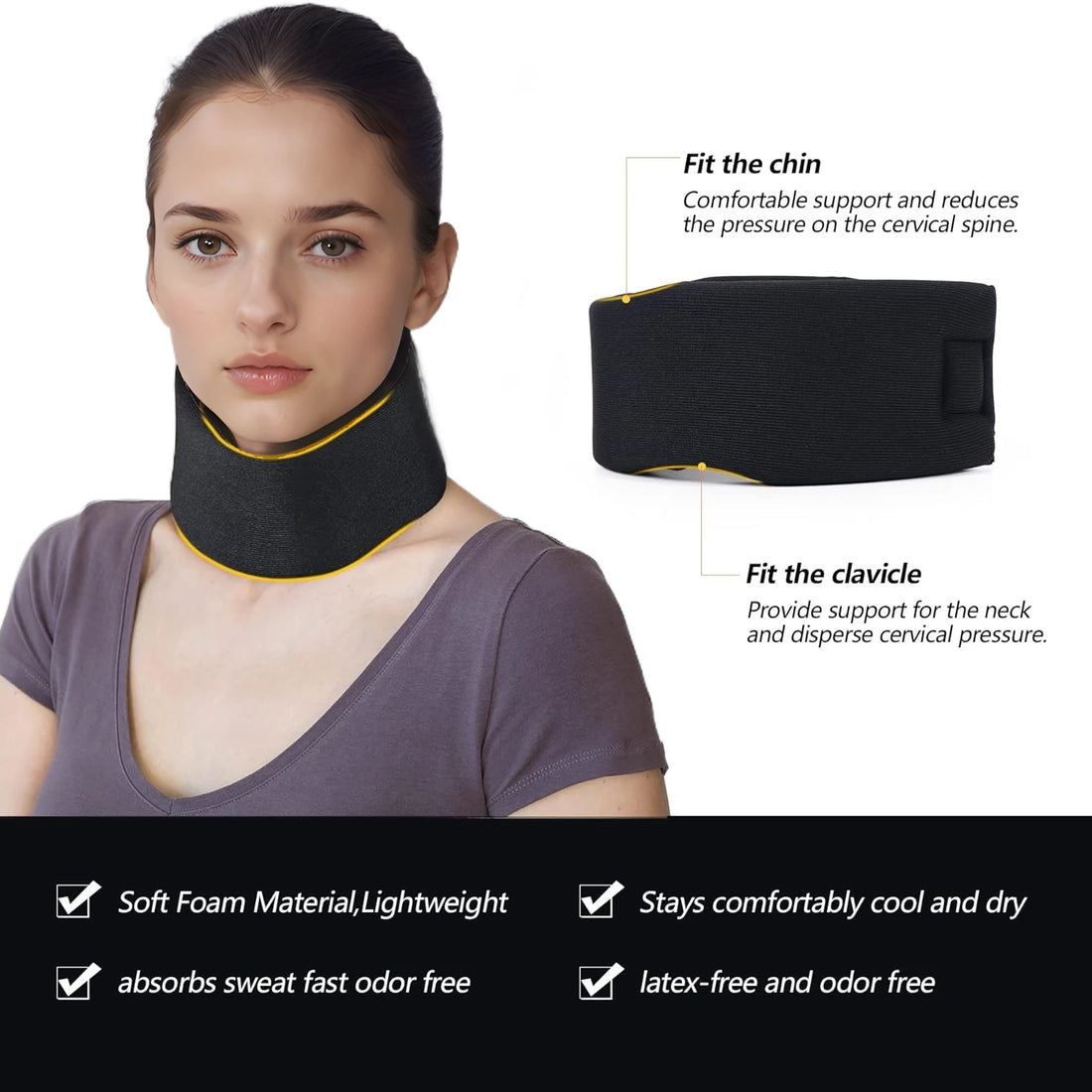 Soft Adjustable Neck Brace, Cervical Collar for Sleeping