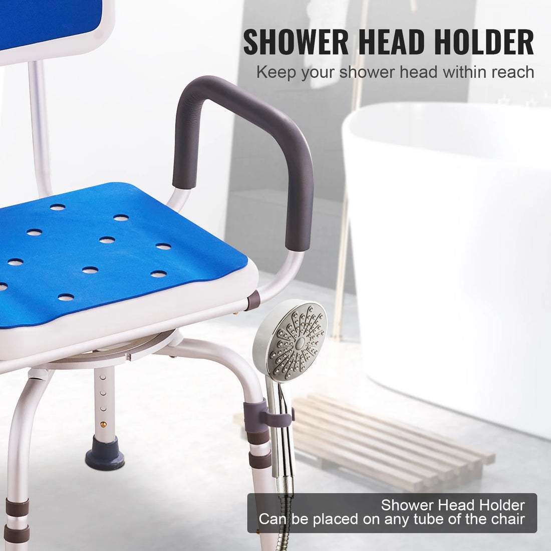 360-Degree Swivel Shower Chair with Armrests
