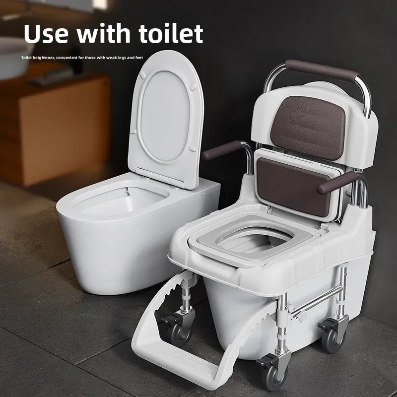 Mobile Bedside Commode for Indoor Toileting