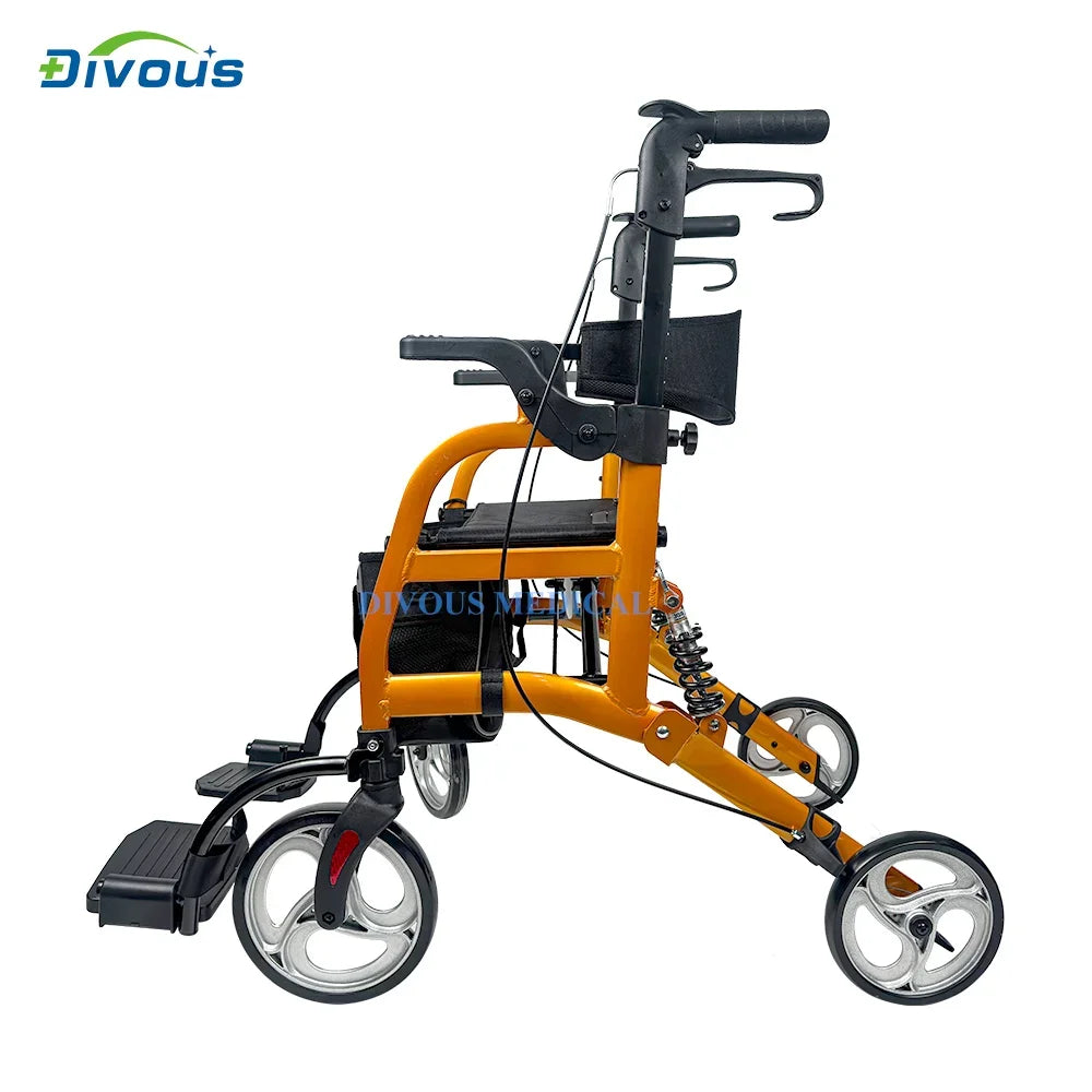 Four-Wheel Foldable Rollator Walker with Seat