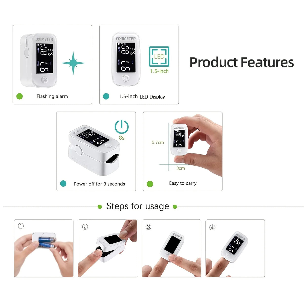 Fingertip Pulse Oximeter with LED Display