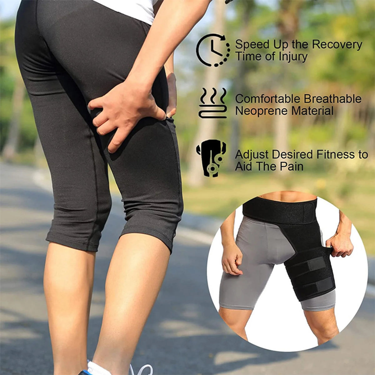 Thigh Compression Brace for Hip and Groin, Breathable Wrap