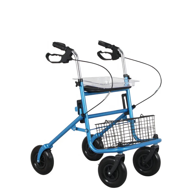 Folding Outdoor Rollator with 8-Inch PVC Castors