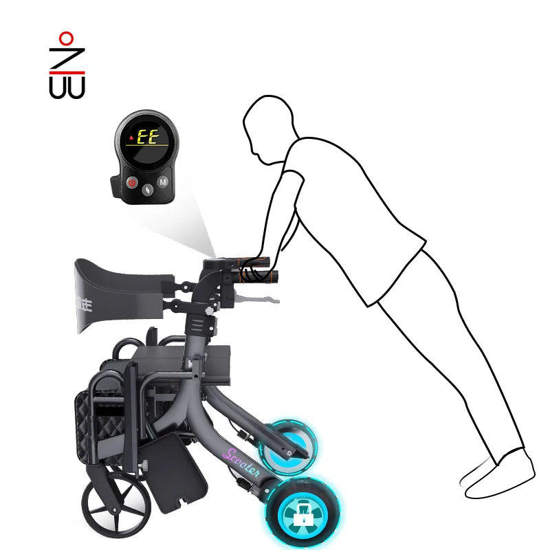 Electric Foldable Rollator Walker with Seat