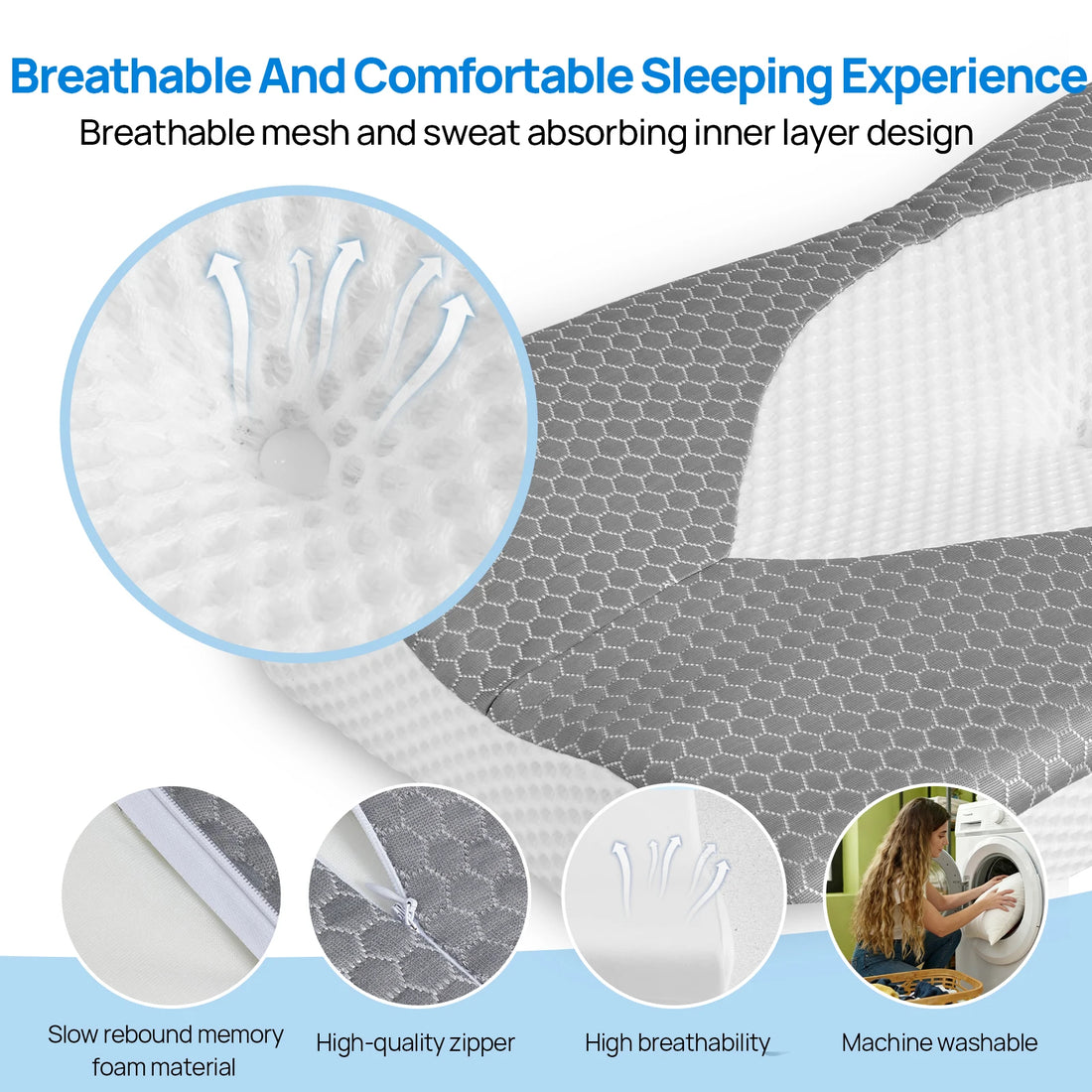 Double-Sided Contour Pillow for Neck Support