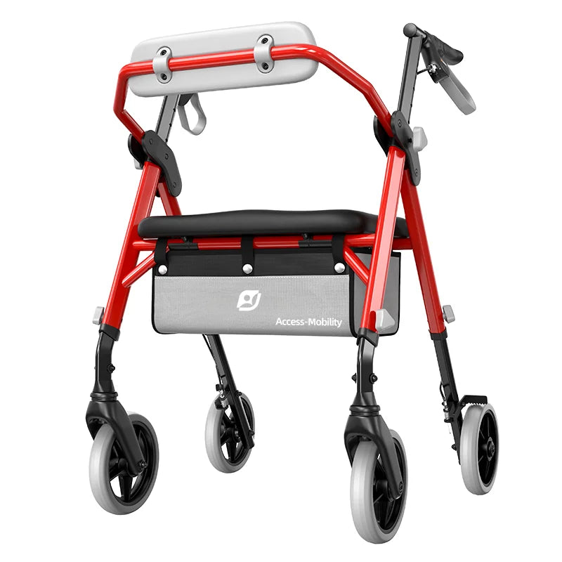 Foldable Rollator Walker with Seat and Backrest