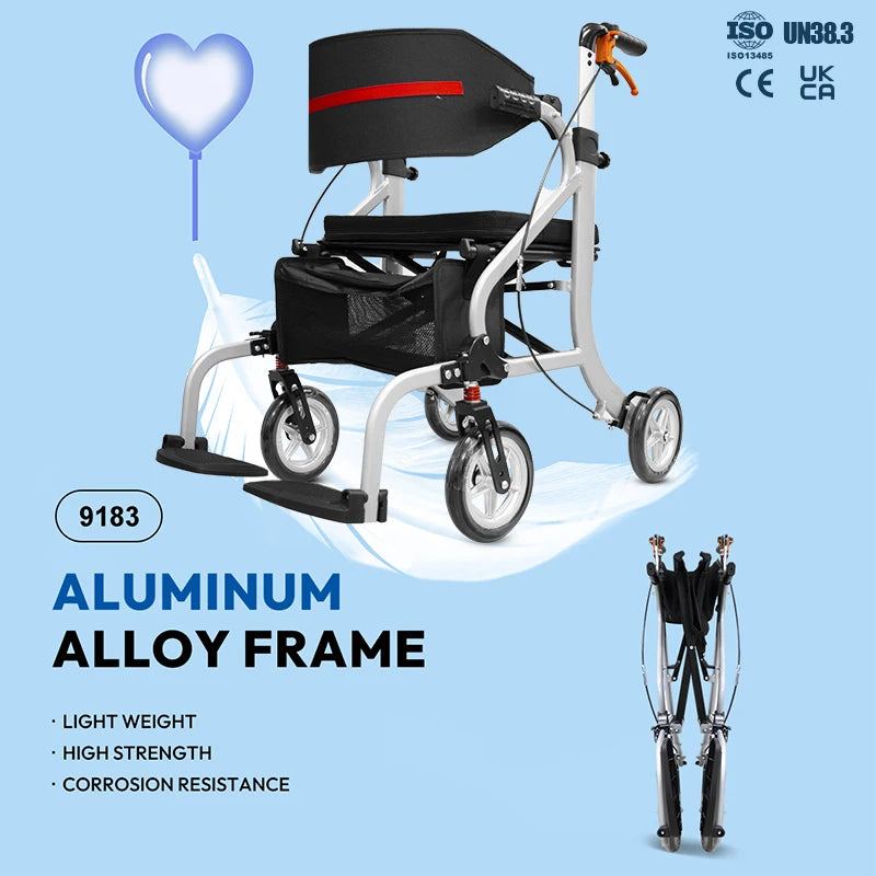 Folding Four-Wheel Rollator Shopping Cart