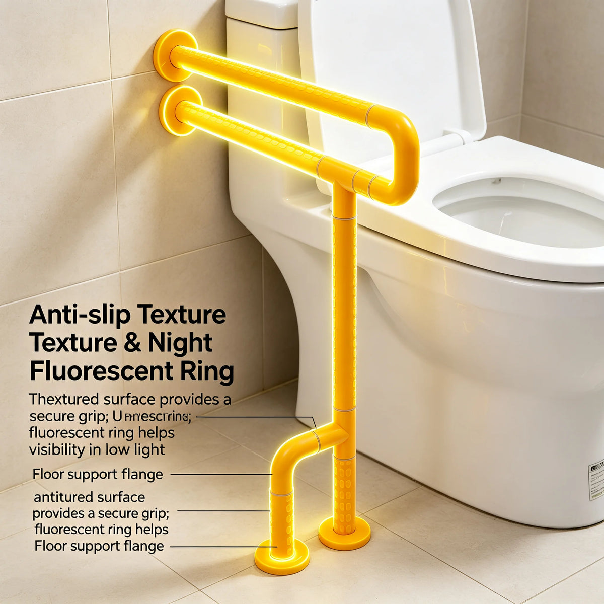 Bathroom Grab Bar Rail with Anti-Slip Grip
