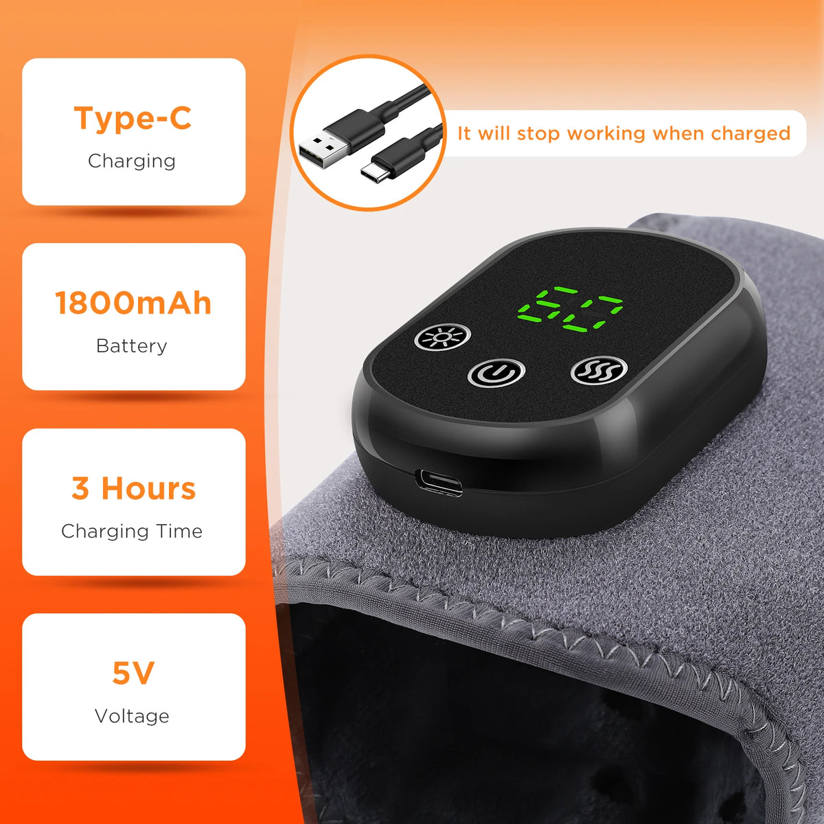 Rechargeable Heated Ankle Brace with Vibration