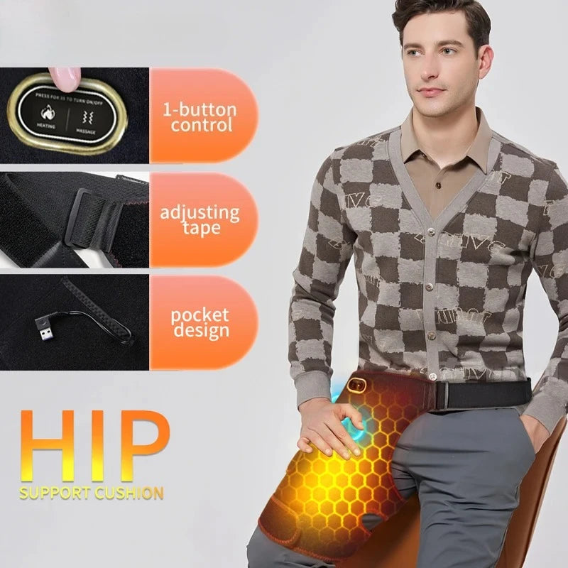 Cordless Heated Hip Support Brace with Massage