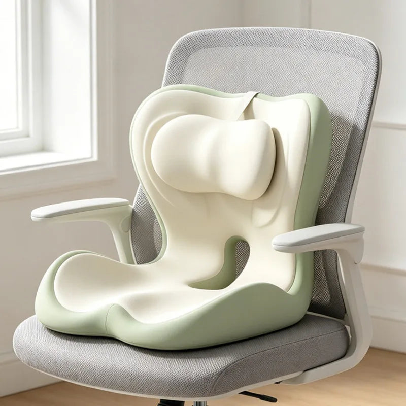 Memory Foam Seat Cushion Wedge with Lumbar Support, Anti-Slip