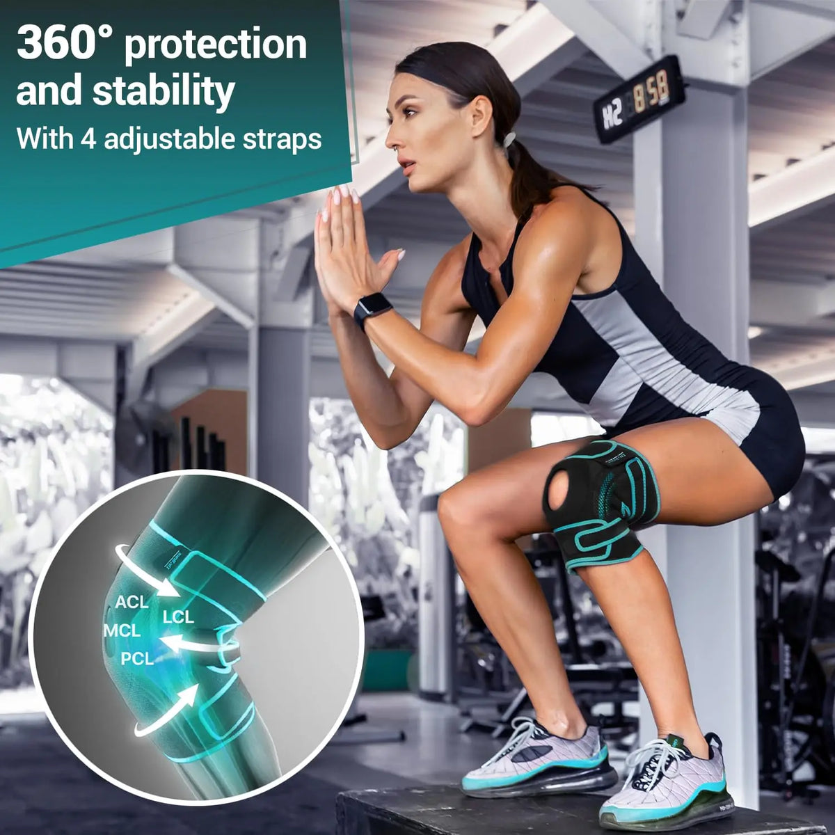 Knee Brace with Side Stabilizers and Gel Pads