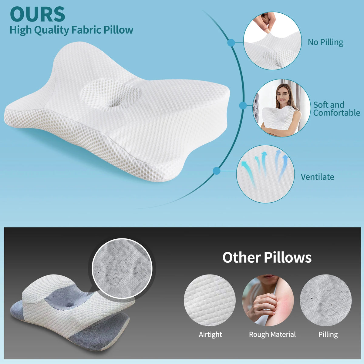 King Size Memory Foam Neck Pillow with Washable Cover