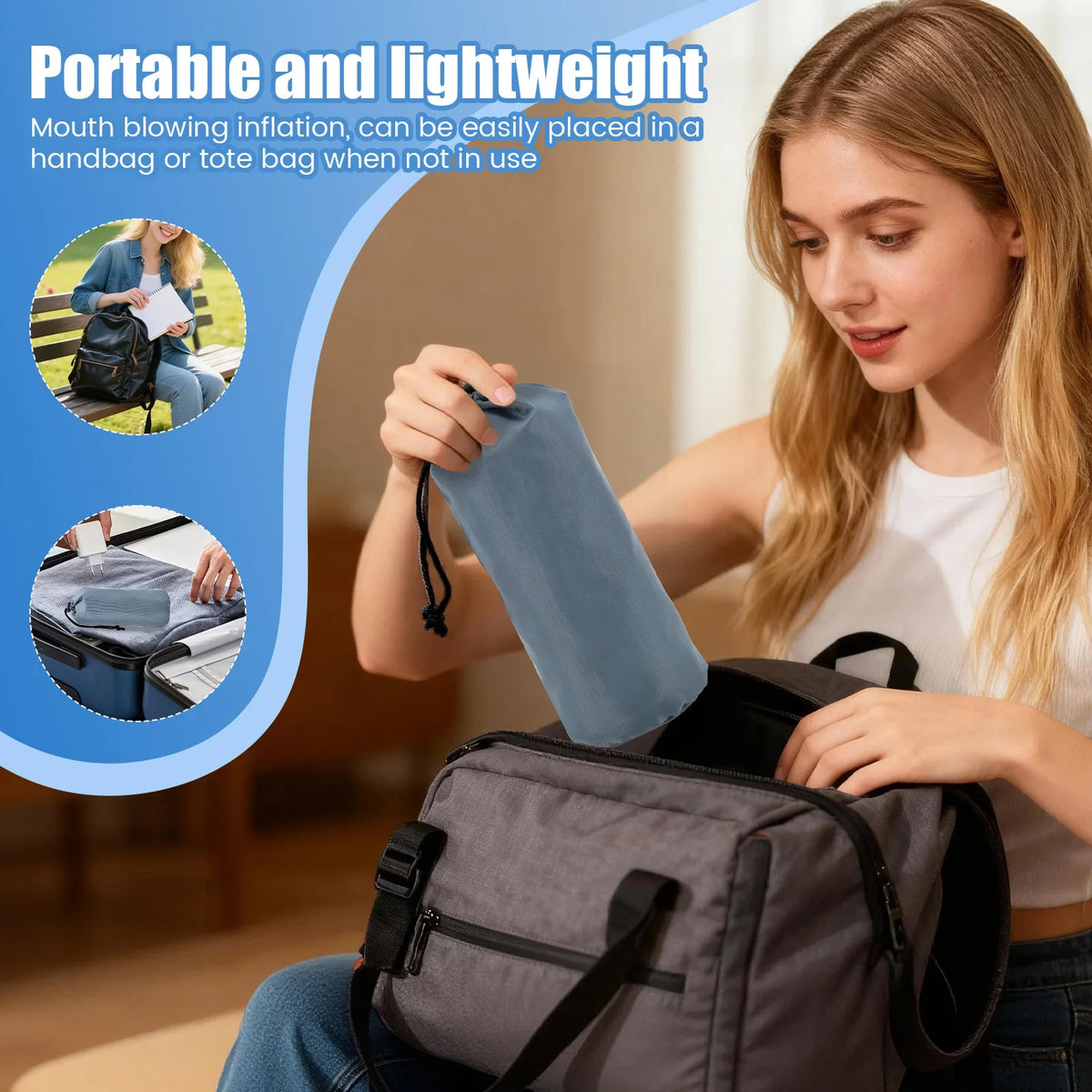Perforated Inflatable Seat Cushion for Office and Travel