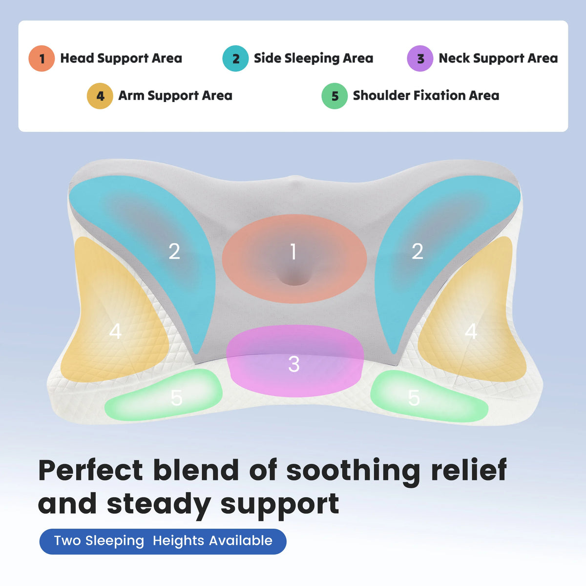 Ergonomic Memory Foam Bed Pillow with Cooling Pillowcase