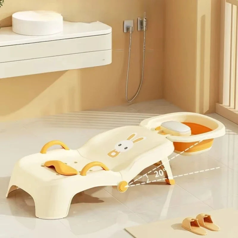 Foldable Children's Shampoo Chair with 4-Speed Adjustment