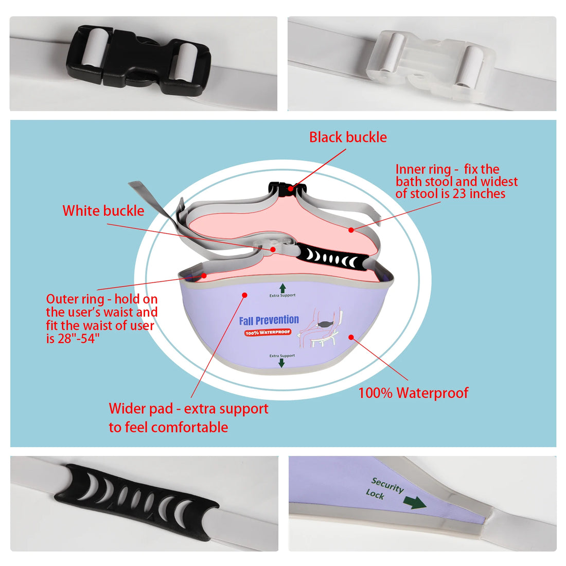Adjustable Shower Chair Safety Belt
