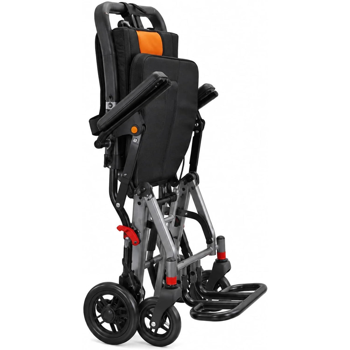 Folding Transport Wheelchair with Detachable Footrests