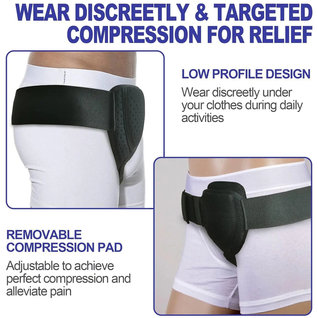 Adjustable Hernia Belt with Removable Pads