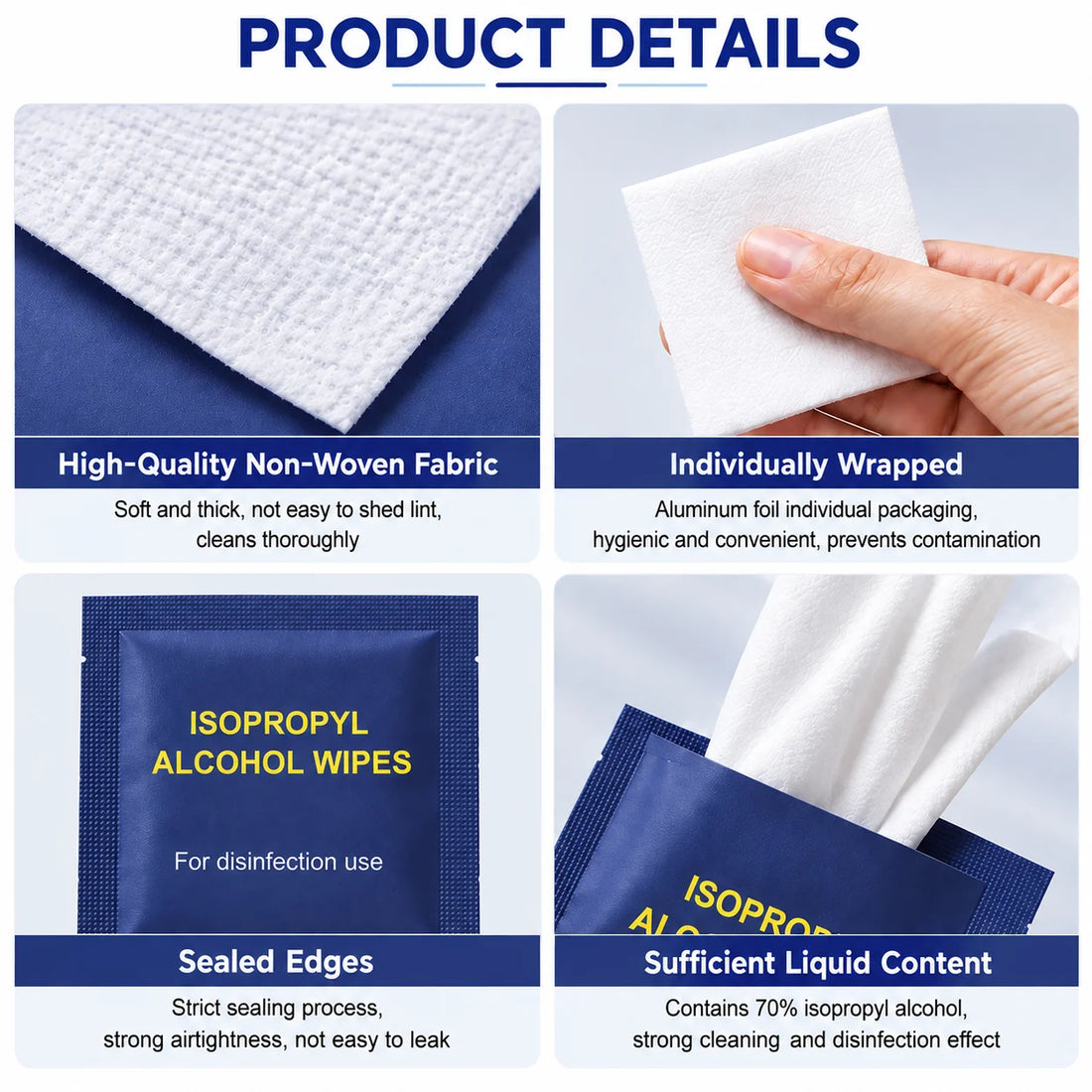 70% Isopropyl Alcohol Prep Pads, 100 Count