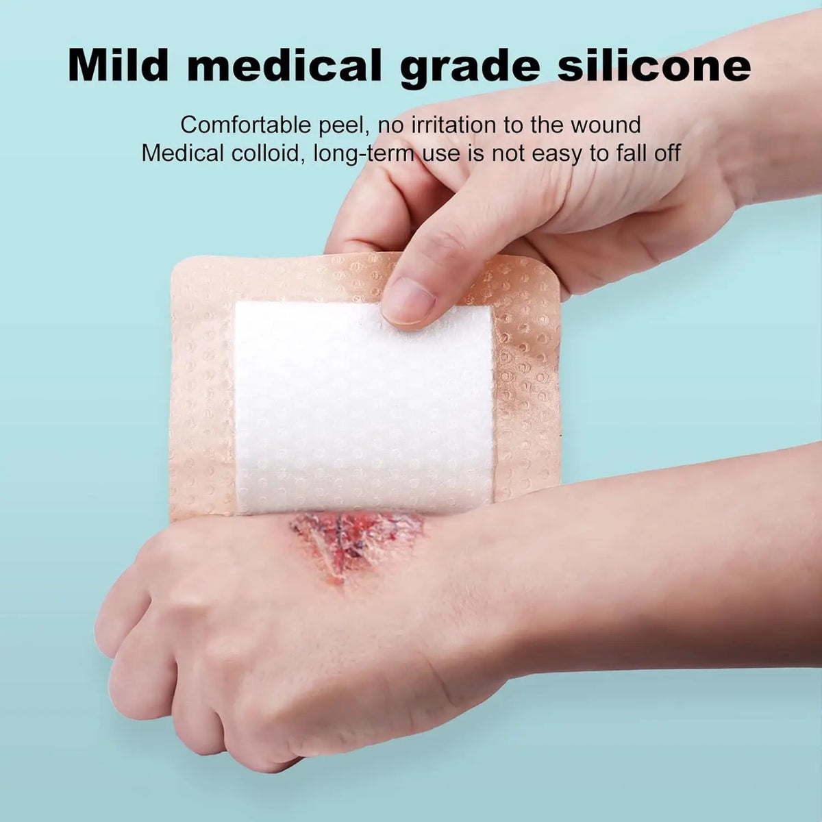 Silicone Foam Dressing, Self-Adhesive Bordered, Waterproof, Absorbent
