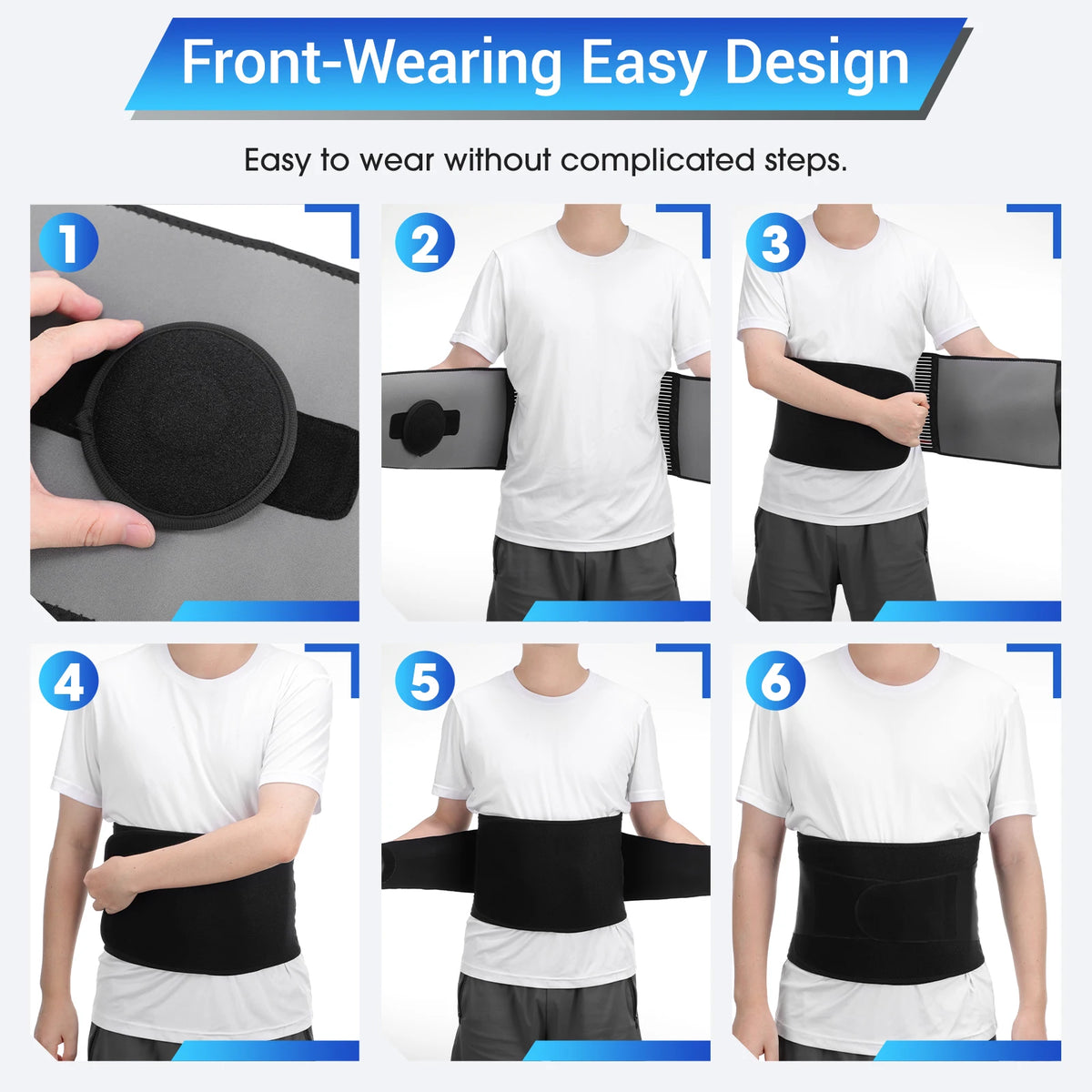 Adjustable Front-Wearing Hernia Belt with 2 Pads