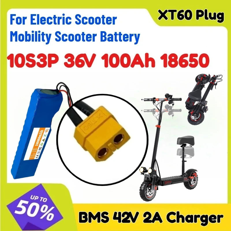 36V Lithium-Ion Mobility Scooter Battery with Charger