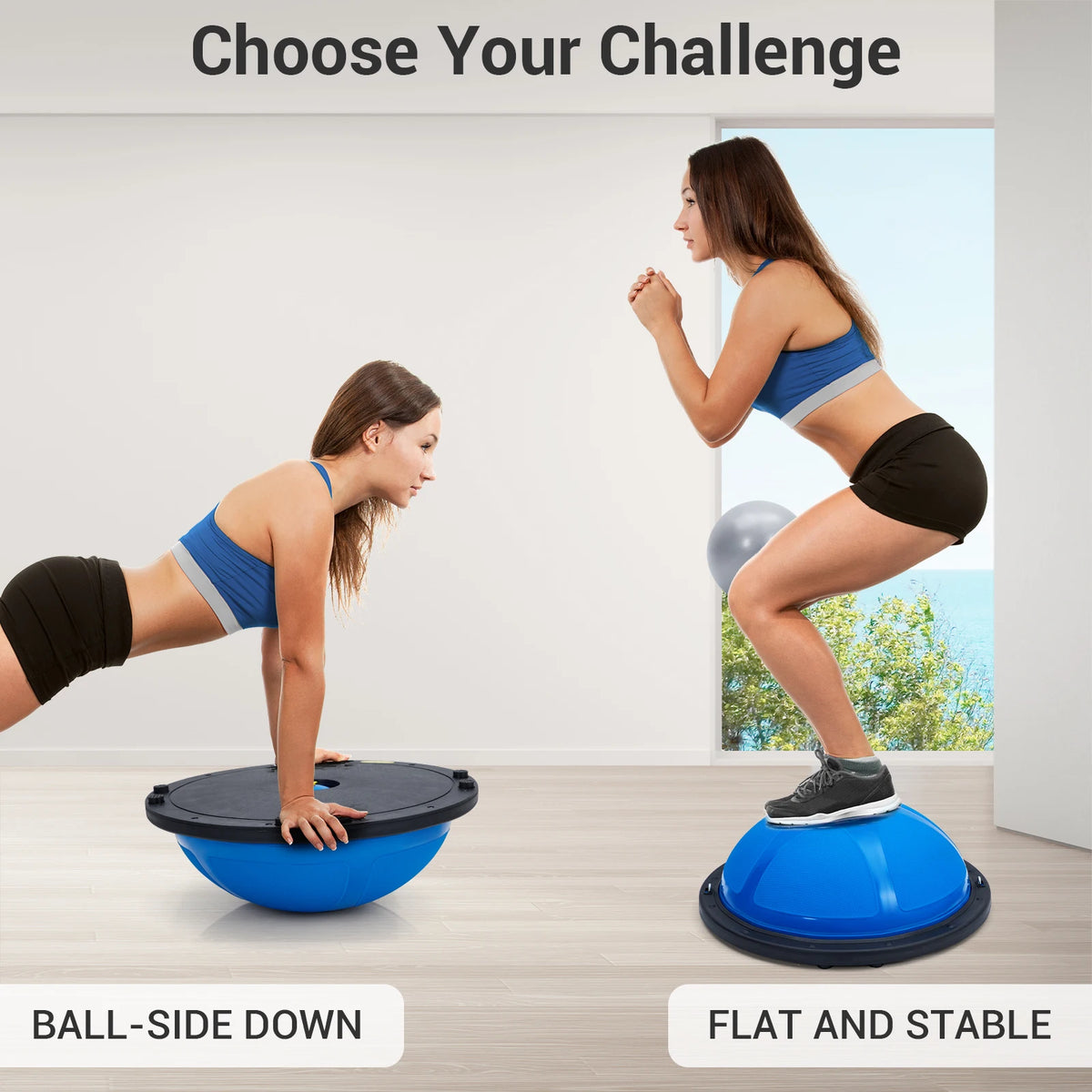 Half Exercise Ball Trainer with Bands and Pump