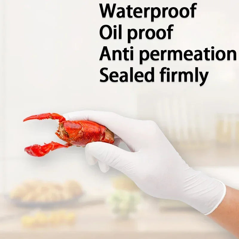 Disposable White Nitrile Gloves, Latex-Free