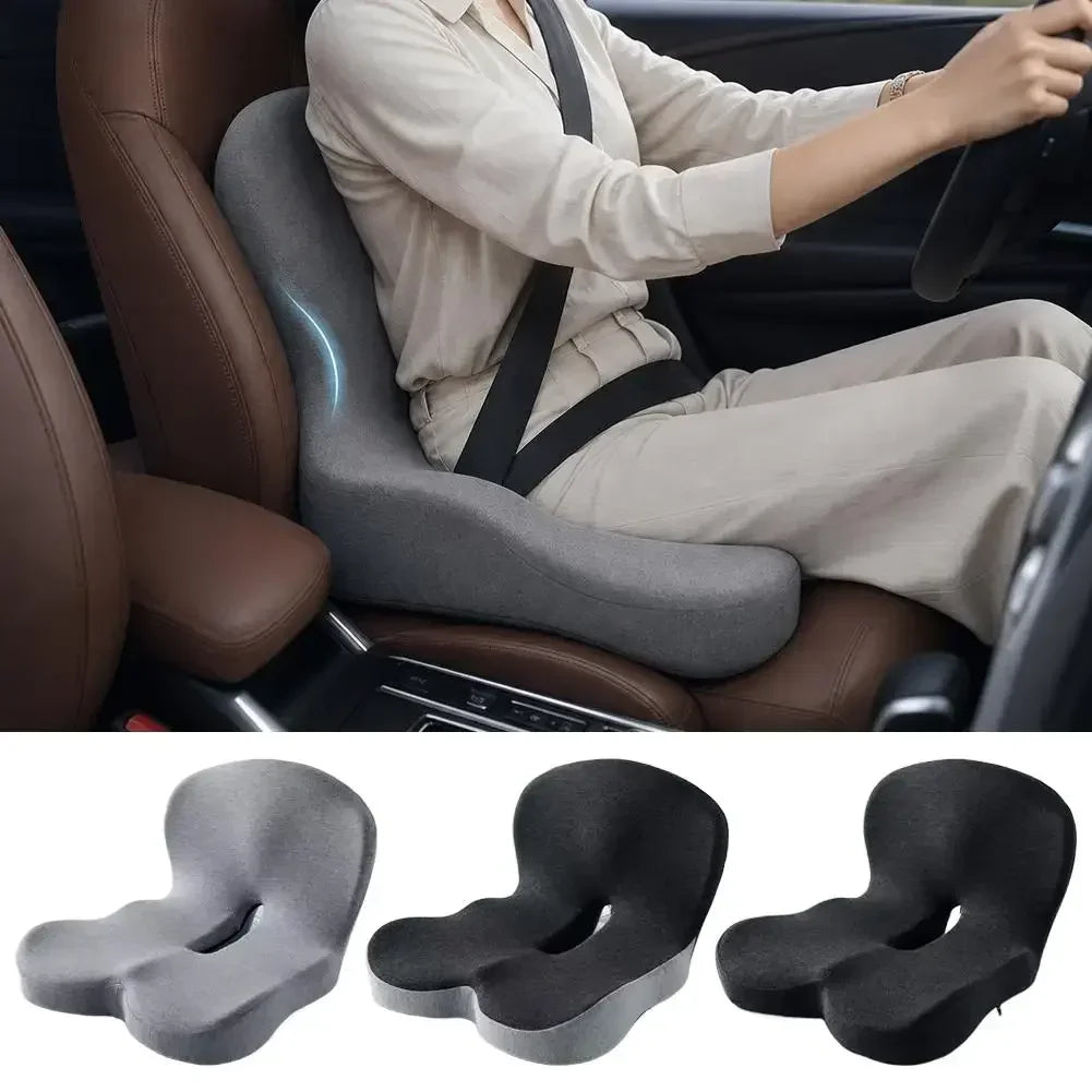 L-Shaped Memory Foam Seat Cushion with Fixing Strap, Coccyx Support