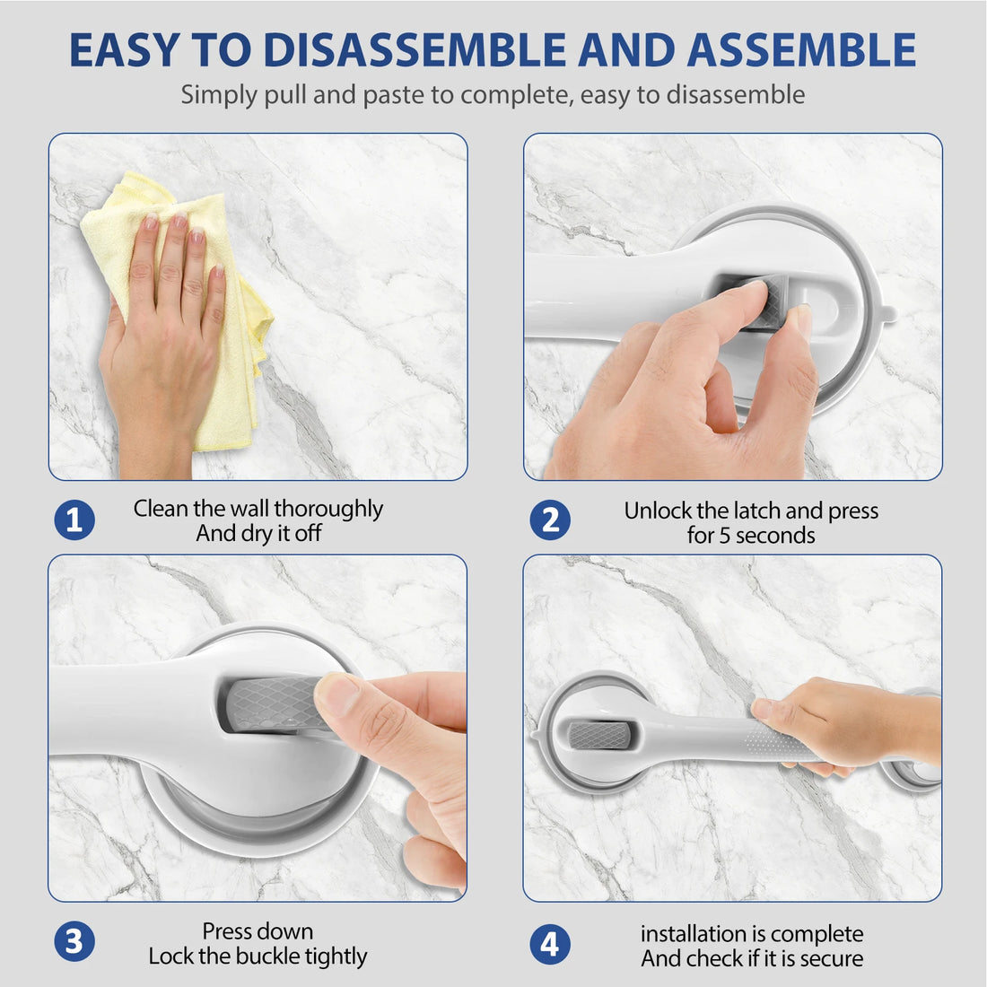 Suction Bathroom Grab Bars for Shower and Bathtub