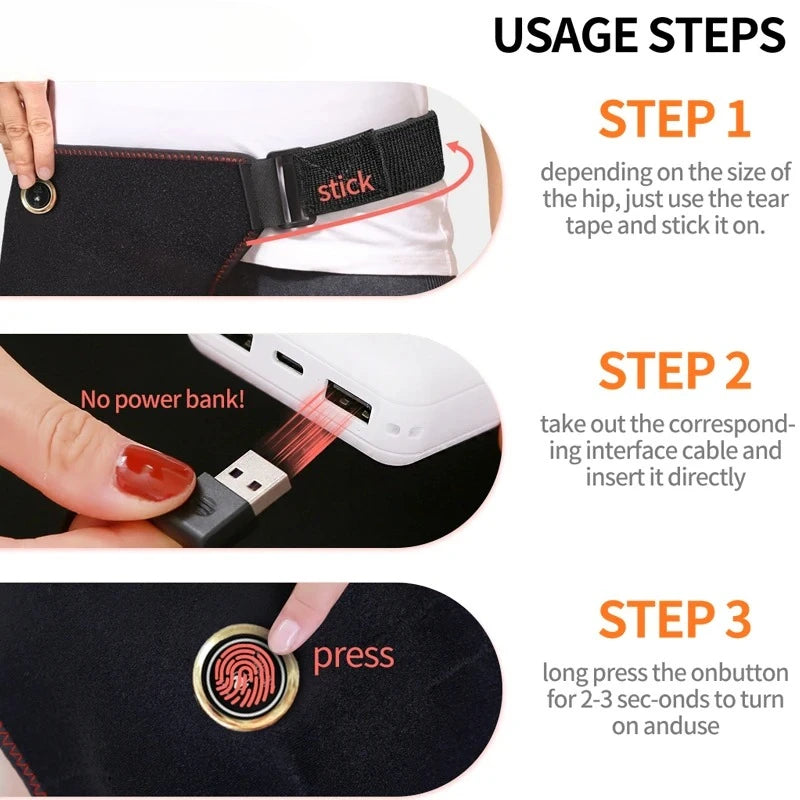 Cordless Heated Hip Support Brace with Massage